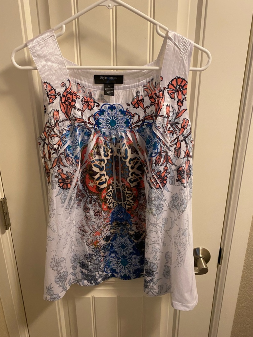 Style Co PL Top Tank Sleeve Sublimation Blouse Petite Large Shirt Floral